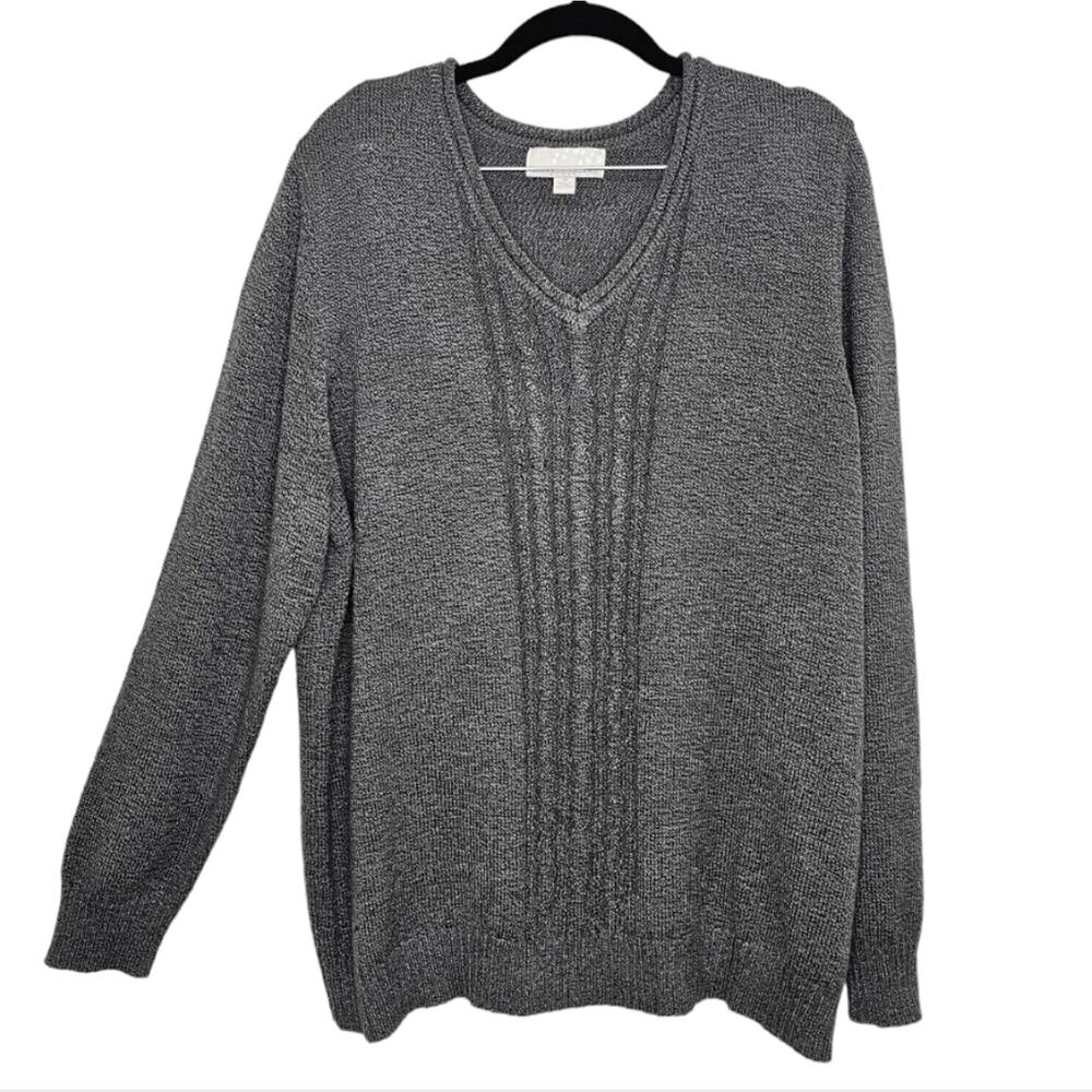 Carolyn Taylor Gray V Neck Sweater 3X